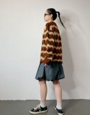 Caramel Zip Stripe Knit with Beanie  #241256